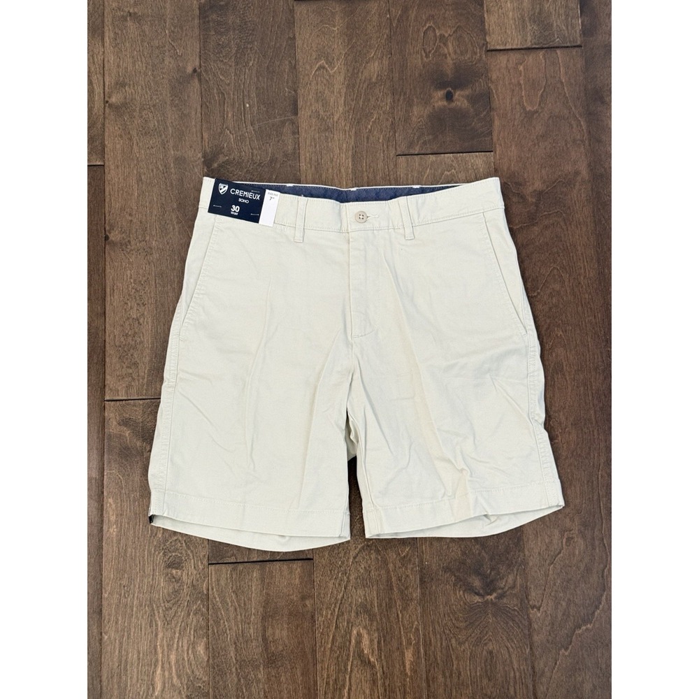 NWT Cremieux Soho Mens Chino Shorts Size 30W Khaki Tan Comfort Stretch 7" Inseam